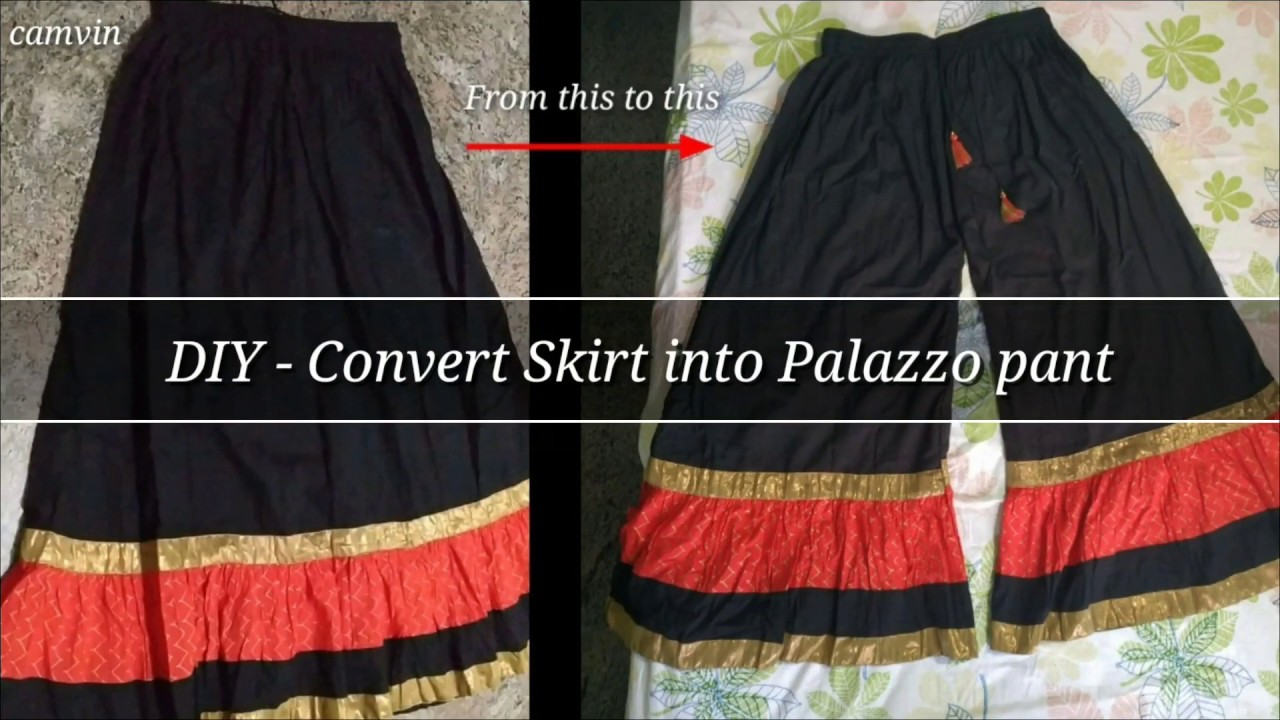 DIY - Convert Skirt into Palazzo Pant || Re-Fashion your old dresses || Reuse Projects