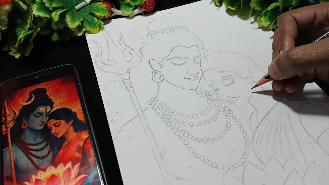 Lord Shiva and Maa Parvati Drawing , Mahashivratri drawing, Watercolor Painting 