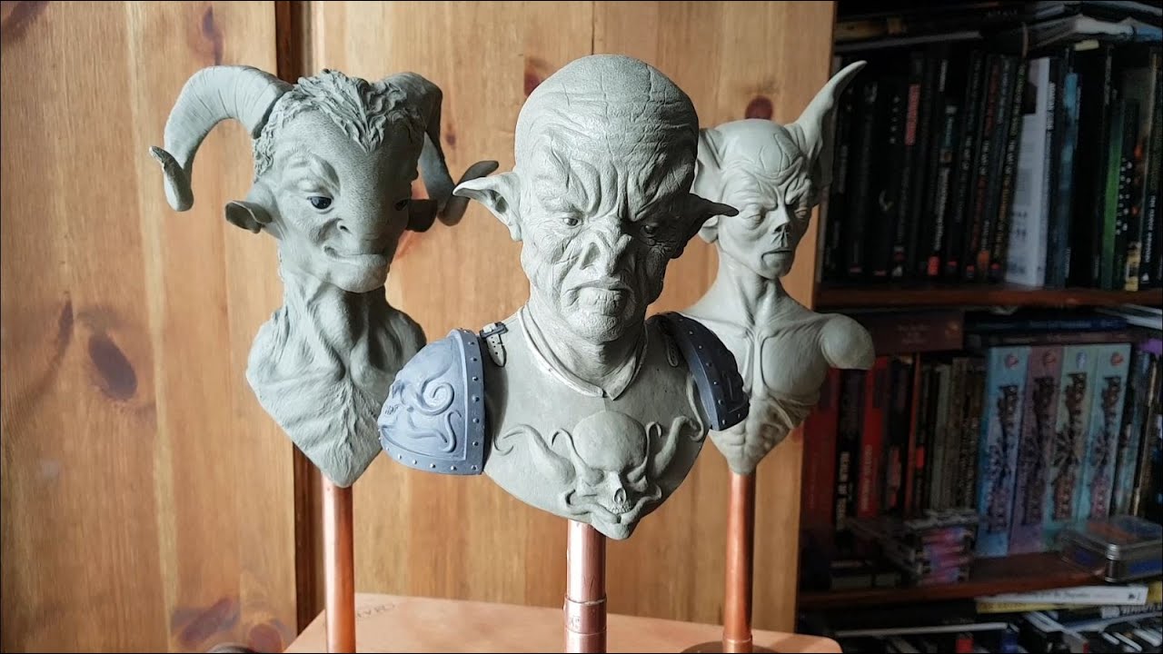 Creature busts in chavant oil clay