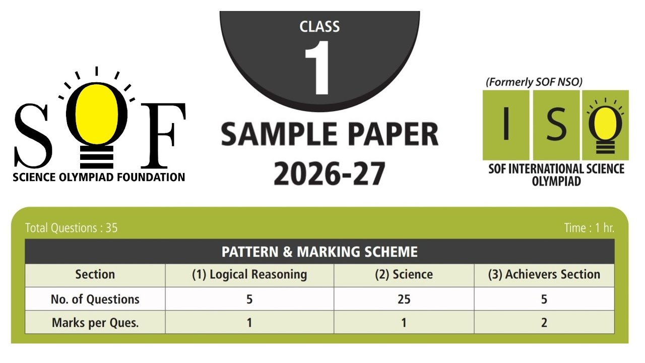 NSO Science Olympiad Class 1 Sample Paper 2025-26