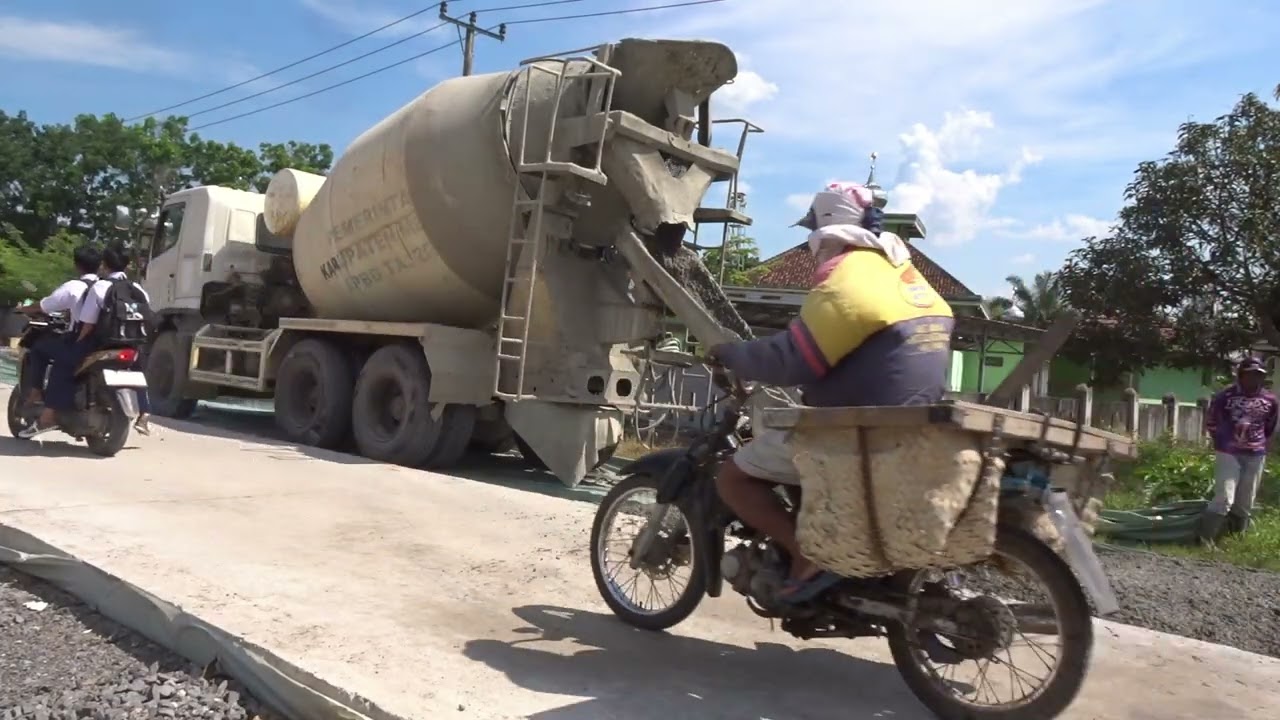 concrete road construction in rural areas #automobile #xcavator #farming #hino #truckhino500 