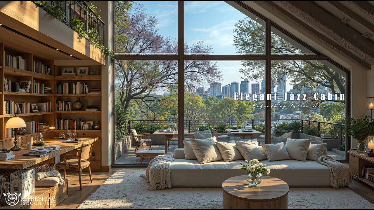 Soft Jazz in Elegant Cabin Ambience | Morning Jazz Music with Spring Atmosphere for Work & Study