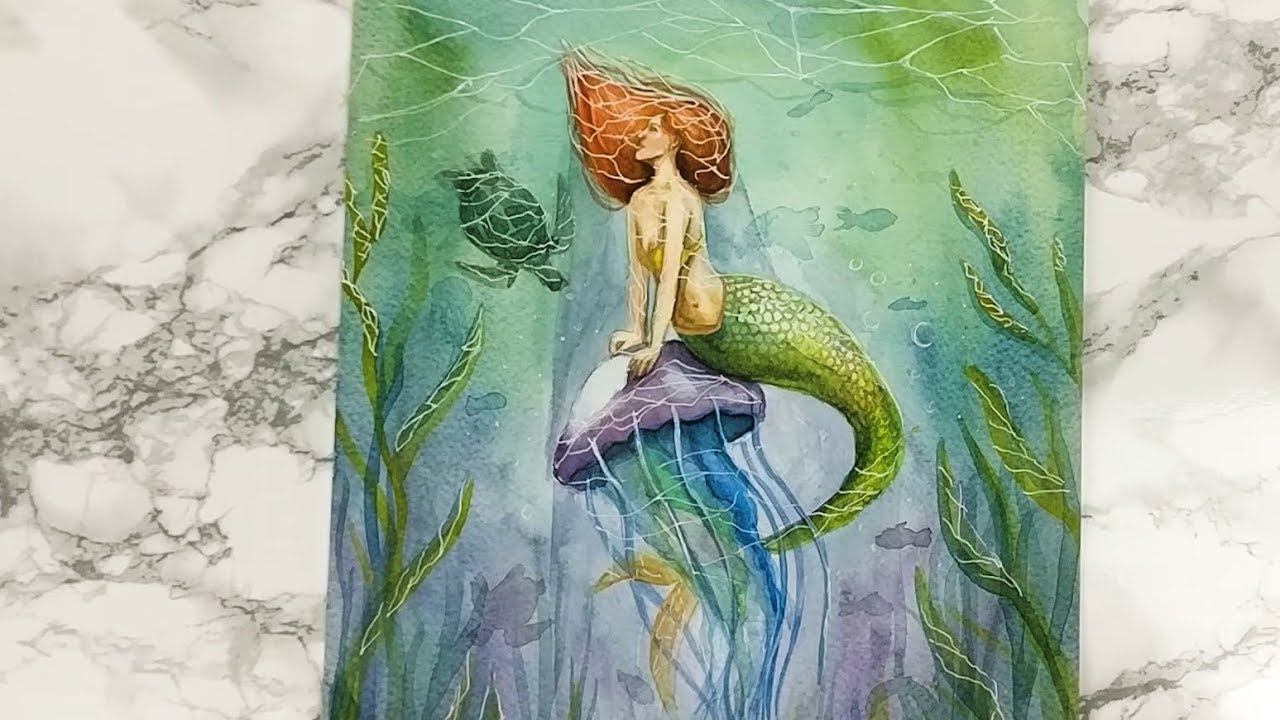 How to Paint Mermaid, Watercolour Illustration 