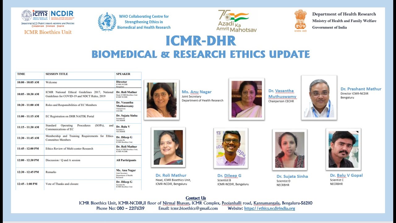 ICMR-DHR Biomedical & Research Ethics Update ,18th May 2022