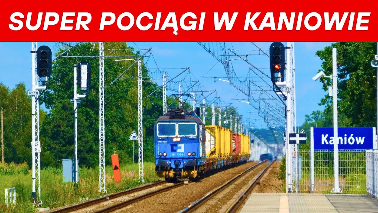 Super Pociągi Na Przystanku Kolejowym w Kaniowie. 
