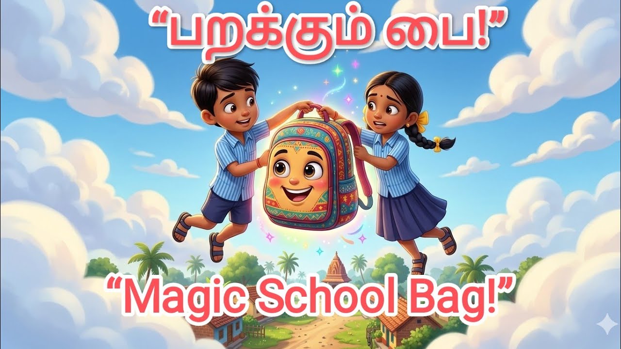 பறக்கும் பள்ளி பை! 🎒😱 குழந்தைகள் வானத்தில் பறந்தார்கள் | Funny kids Story Tamil.#jayarajr9499#