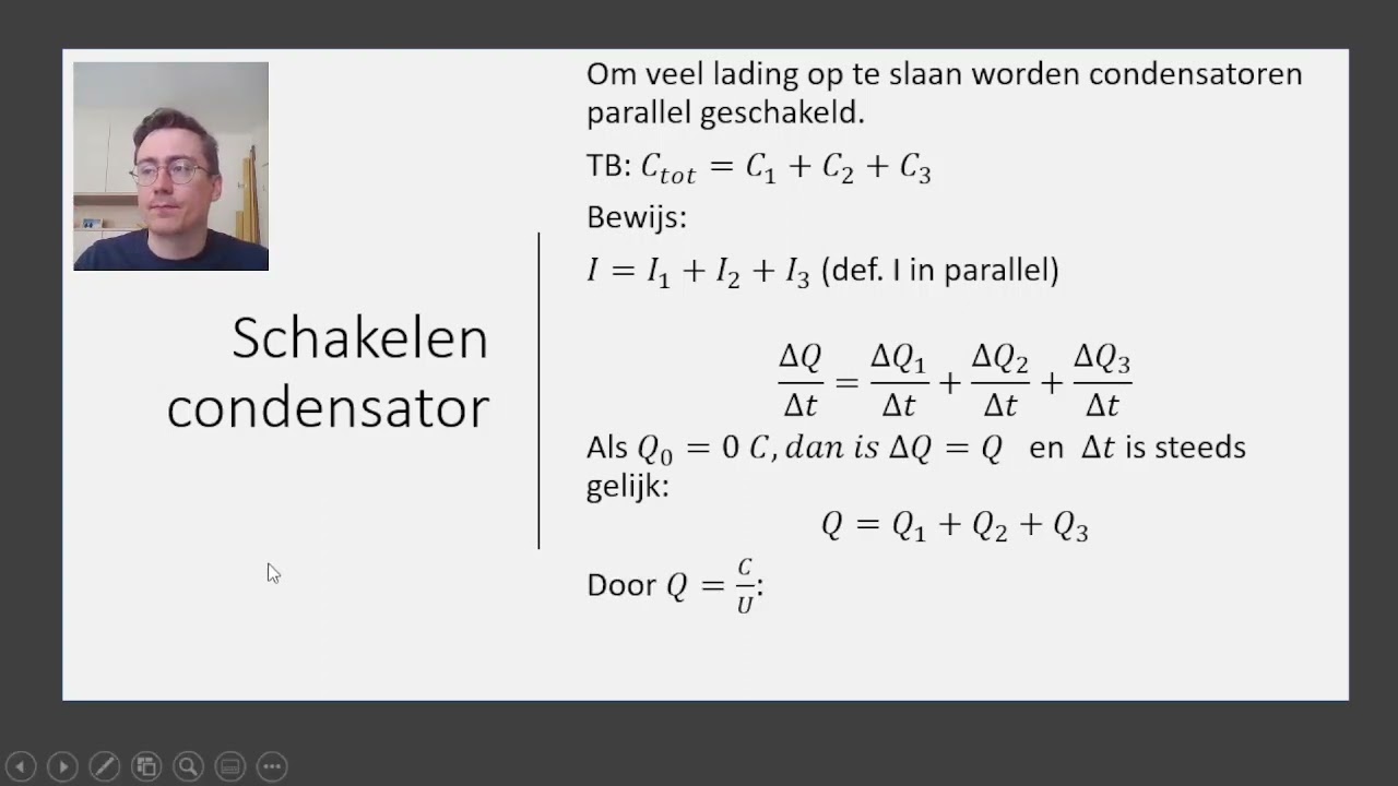 Bewijs formule Capaciteit van condensatoren in parallelschakeling
