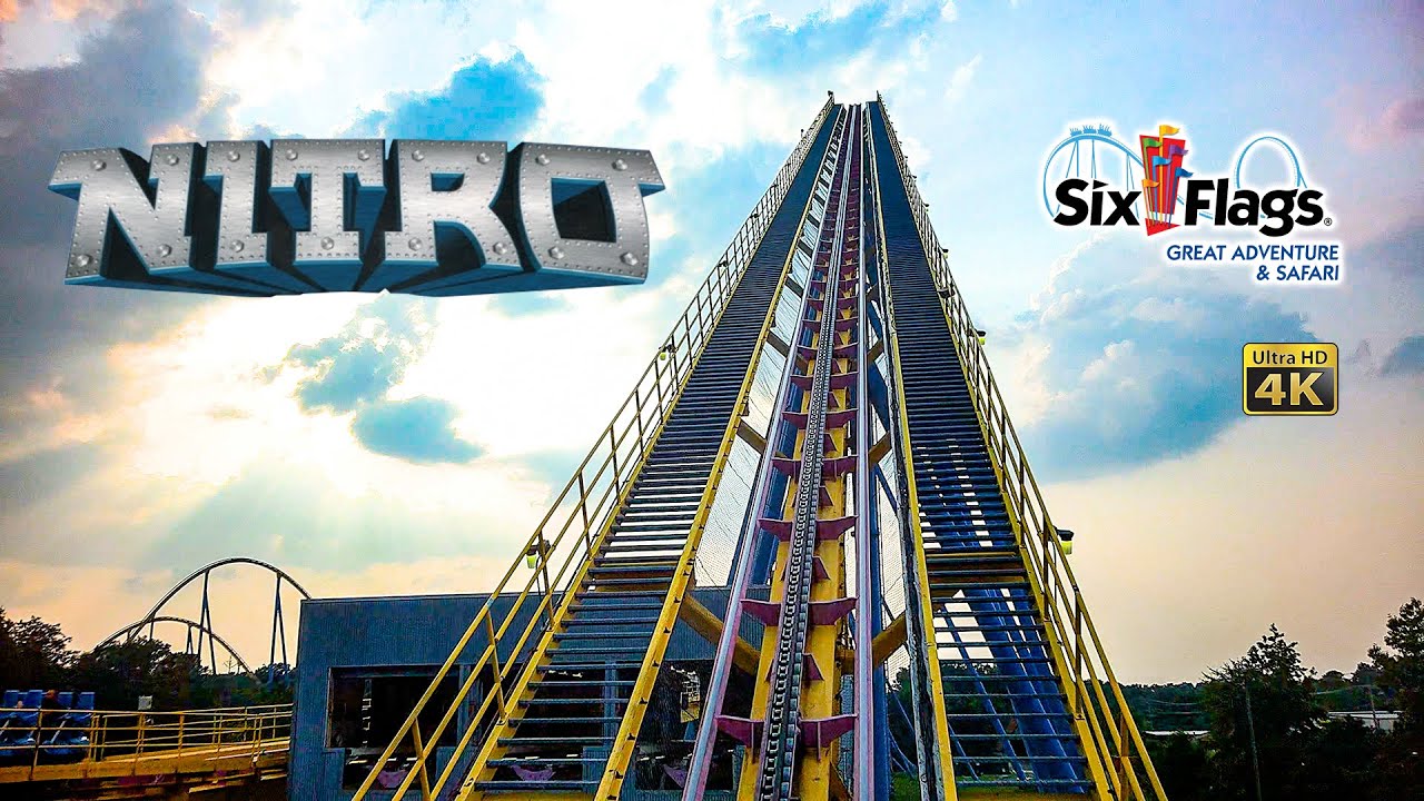 2023 Nitro Roller Coaster On Ride Front Seat 4K POV Six Flags Great Adventure