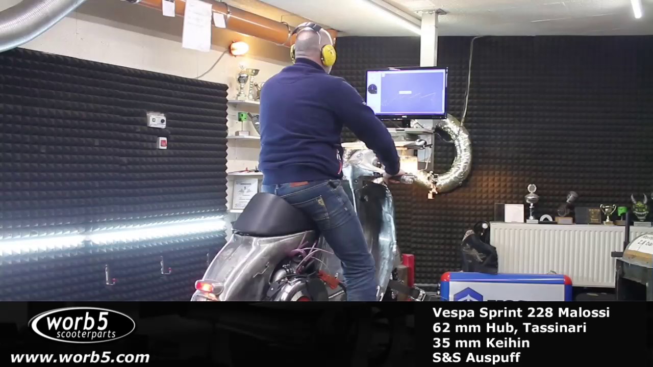 Prüfstand Dyno Vespa Sprint 228 Malossi