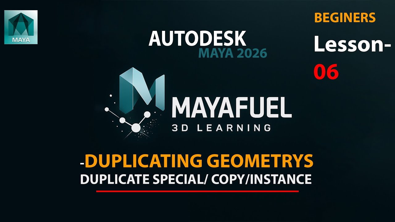 Autodesk Maya 2026 Beginner Tutorial in Hindi | Lesson 6: Duplicate Special, Instance & Copy