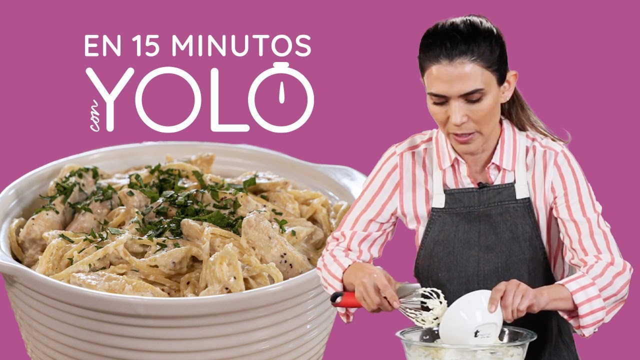 Menú: Espagueti cremoso con pollo y Pastel  de zanahoria | 🟣 EN 15 MINUTOS CON LA CHEF YOLO | Receta