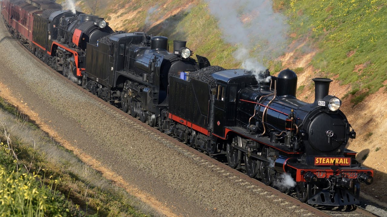 Steamrail's Steam Spectacular - Rare Triple Header Steam Train & Parallel Run