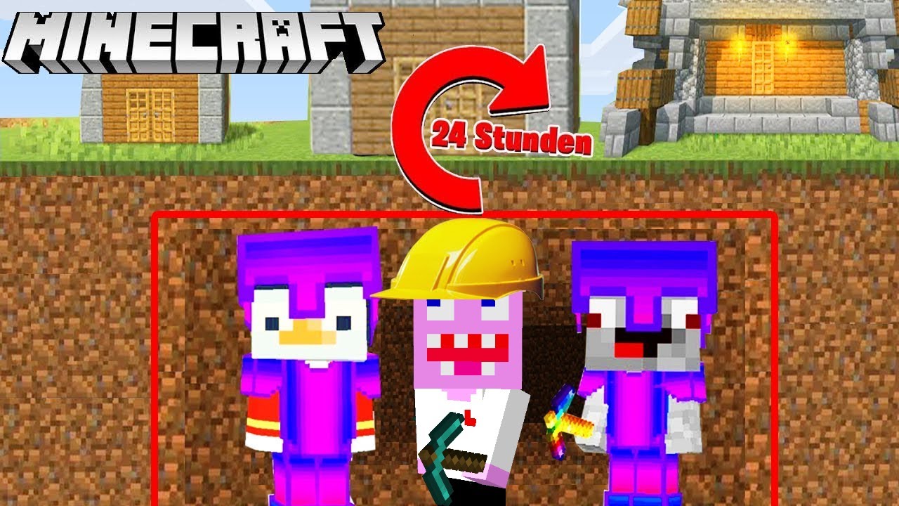 24 STUNDEN UNTER DER ERDE LEBEN IN MINECRAFT!