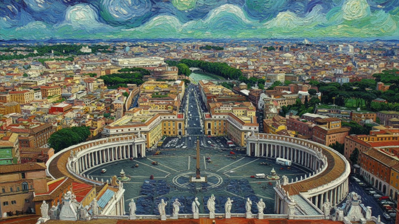 Turn Your TV Into Art | Van Gogh–Inspired St  Peter’s Square & Vatican | 1 Hour of HD Art