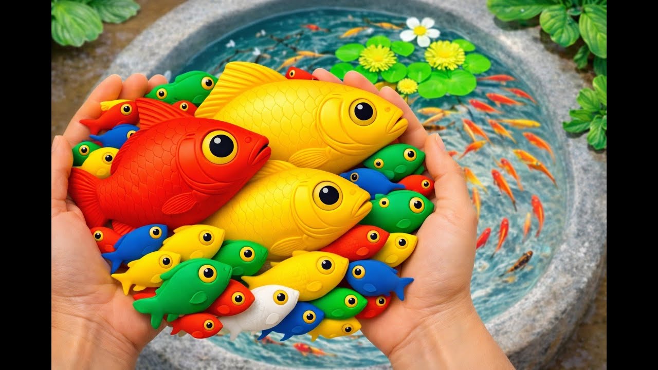 Catch colorful koi and baby turtles in a mini garden pond