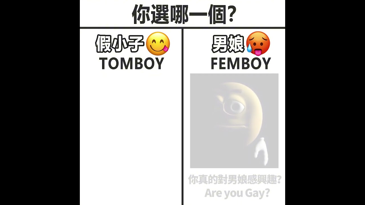 你喜歡假小子女生還是男娘？#男娘 #Tomboy #假小子 #Femboy #meme #梗 #神金 #抽象 #迷因