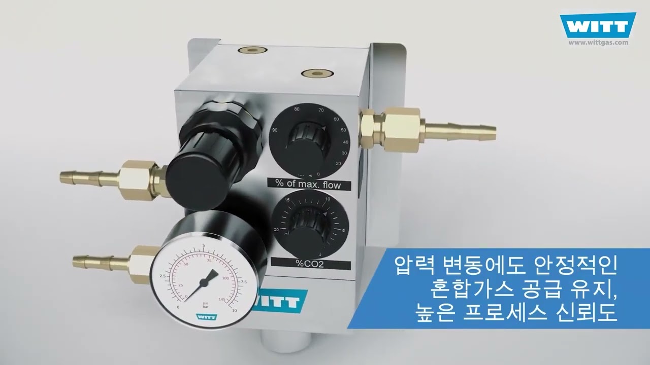 2종 가스 및 다양한 기술 장비에 적합한 극소형 가스 혼합기   WITT MM Flex