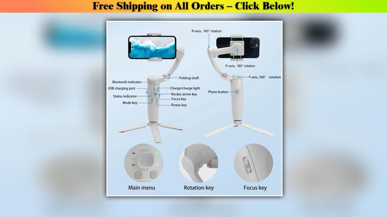 M1 Selfie Stick Handheld Record Vlog Gimbal Holder Shake Video Record 3-Axis Stabilizer For iPhone