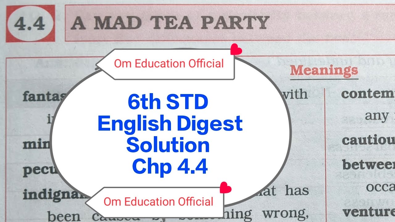 6th STD English Digest Solution Chp 4.4 A Mad Tea Party 