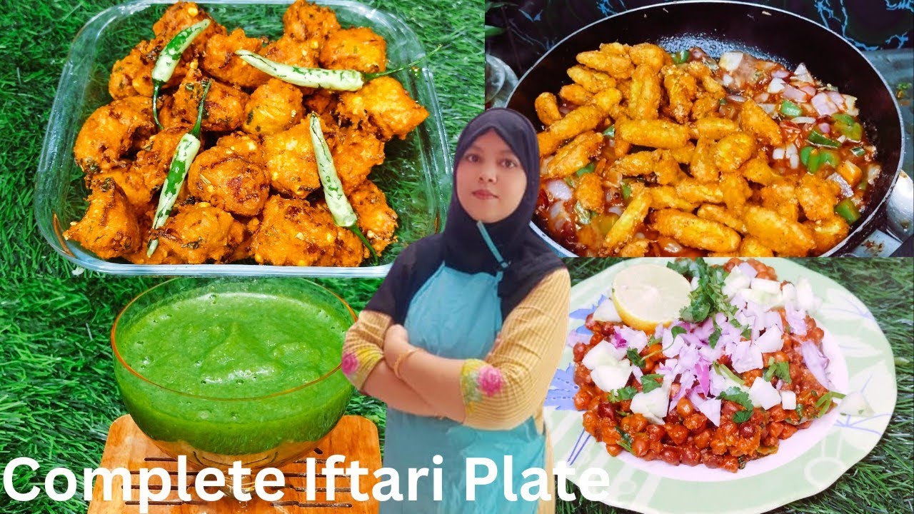 Ramzan Special Iftar Combo 🤍 Easy Chana Masala | Daal Pakode | Hari Chutney | Crispy Baby Corn