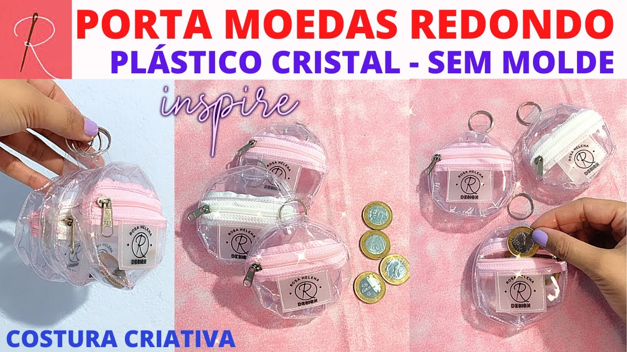 PORTA MOEDAS REDONDO DE PLÁSTICO CRISTAL
