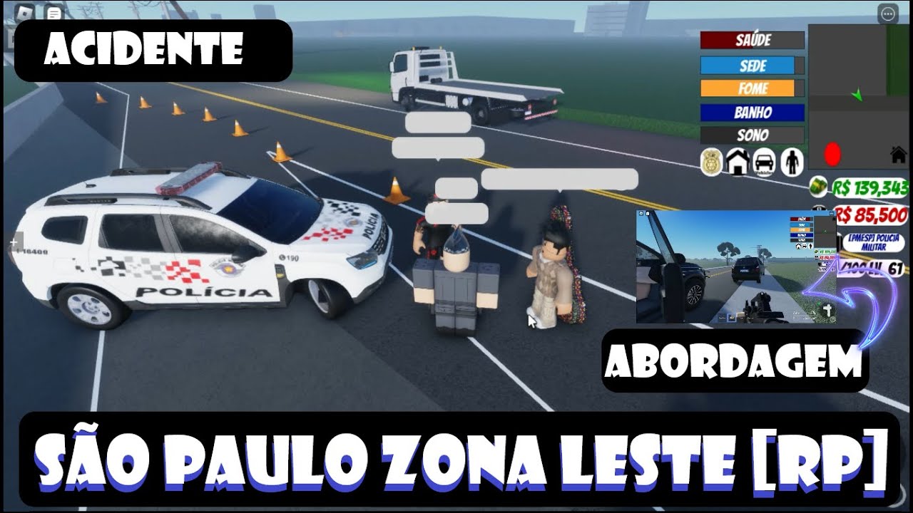 ROBLOX "SÃO PAULO ZONA LESTE [RP]" ACIDENTE + ABORDAGEM