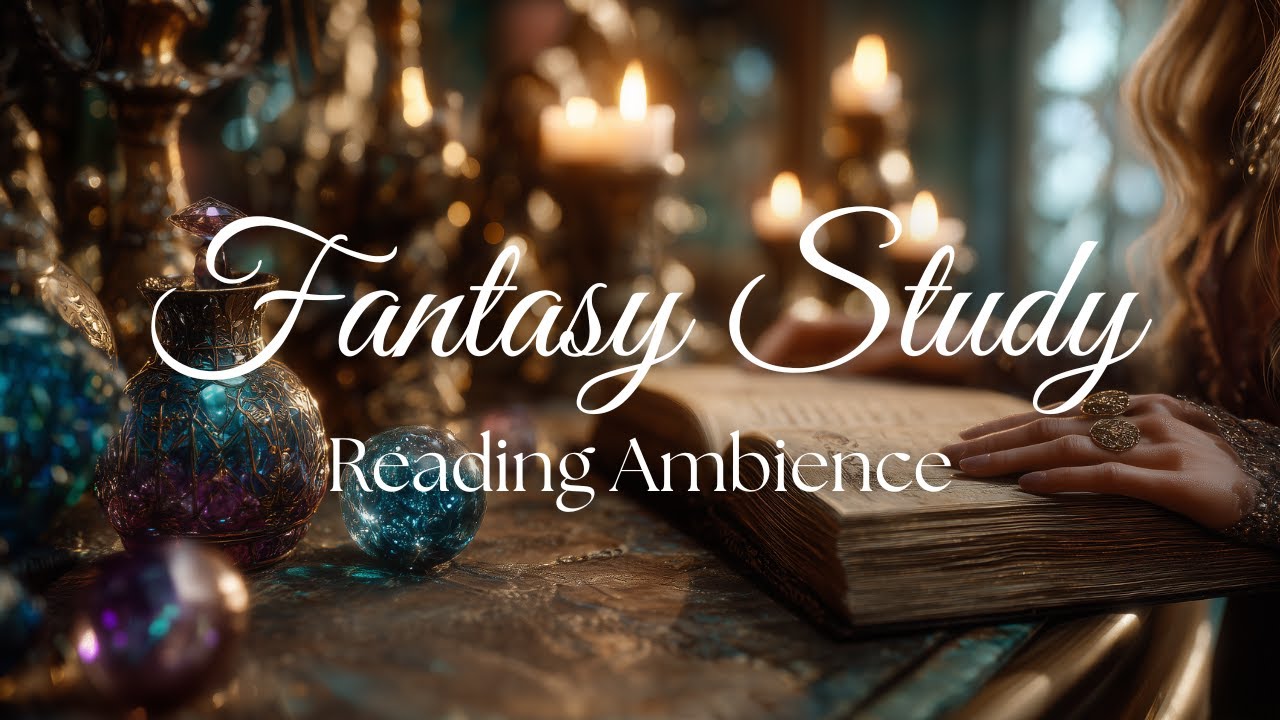 A Cozy Fantasy Desk Reading Ambience | 1 Hour | Candlelight & Ancient Books