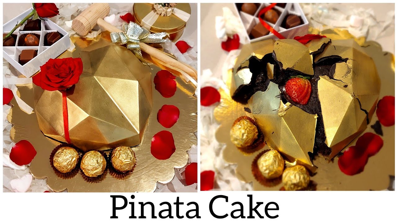 Royal Gold Pinata Cake Recipe | 3D heart chocolate  Surprise cake | Smash cake