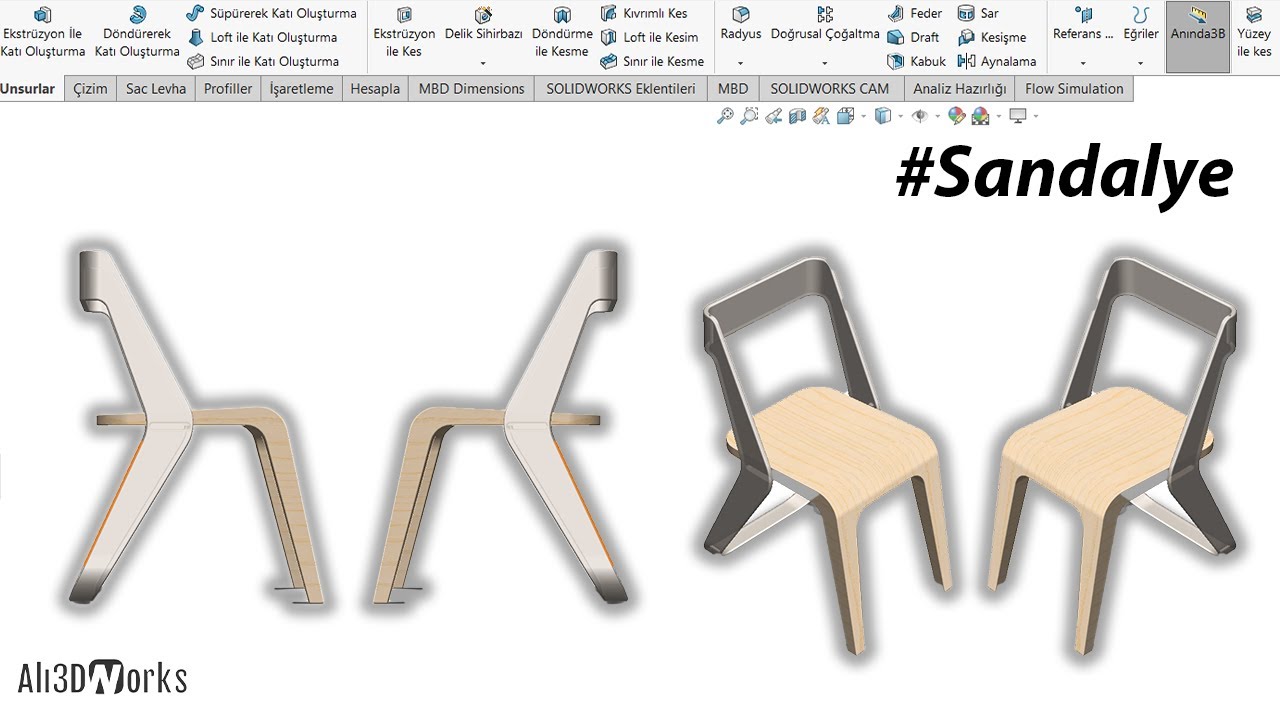 SOLİDWORKS  | SANDALYE ÇİZİMİ