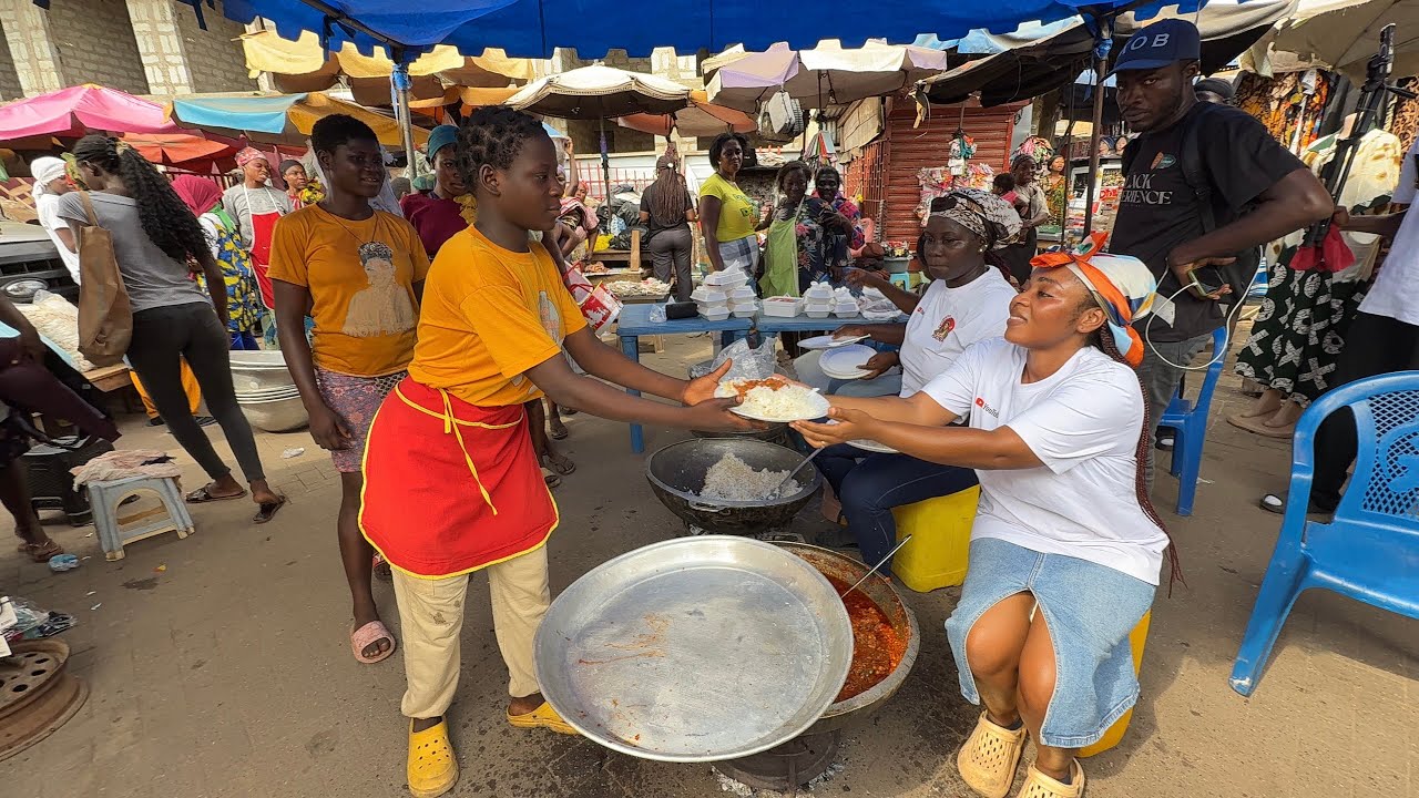 Cooking Delicious Rice and egg/MELON SEED EGUSHI Stew for FREE for PORTER GIRLS/KAYAYO in the MARKET