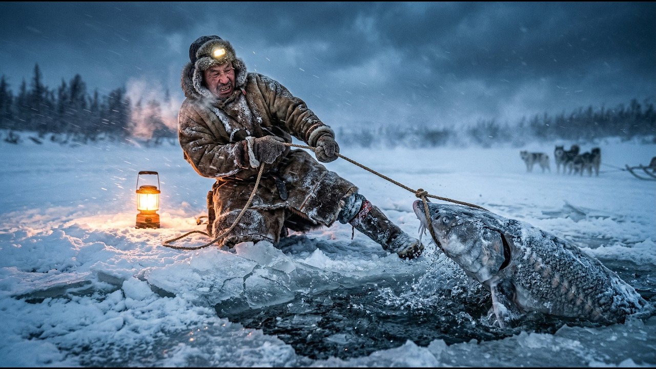 Monster 12 Hours at -71°C Siberia — Pulling 2,000kg Frozen Fish From Ice Rivers