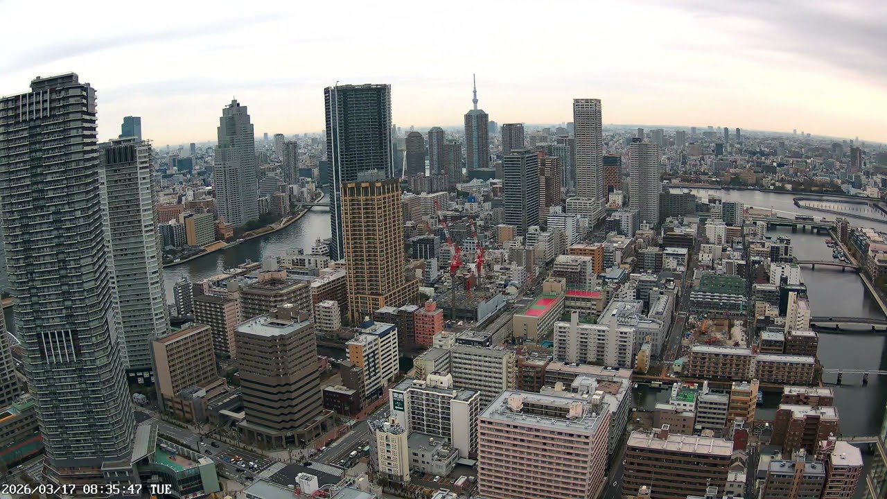東京ライブカメラ 4K | スカイツリー＆隅田川 | 東東京の景色 | 2026-03-17