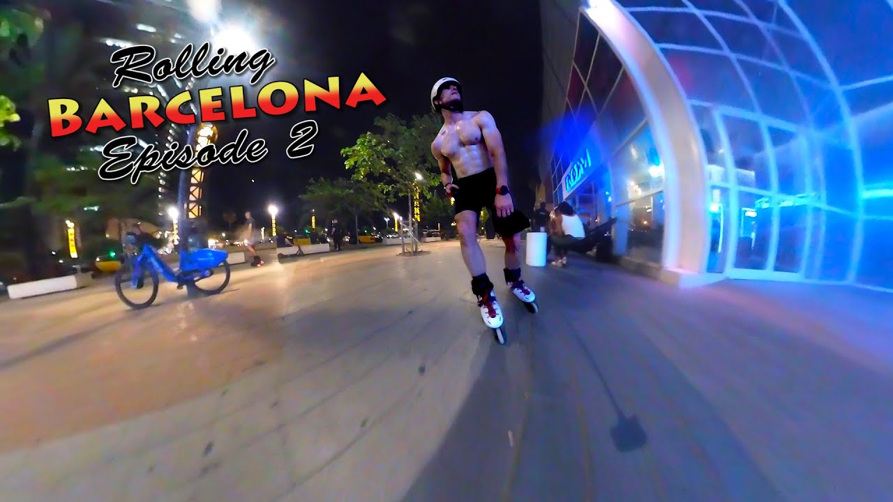 Inline skating in Barcelona at night, Episode 2, Oxelo MF500, Rockin' Frames MIX4 100/90