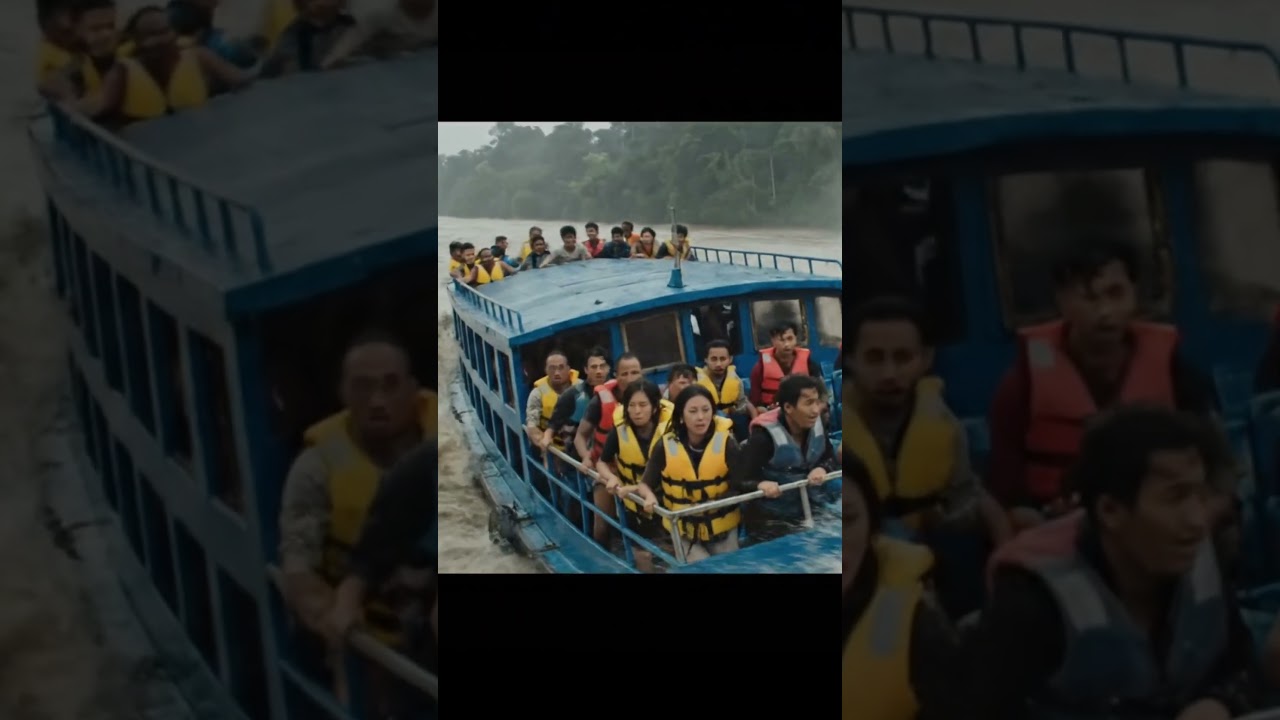 Flash Flood Chaos: Passenger Boat Struggles in Raging River 🌊🚨