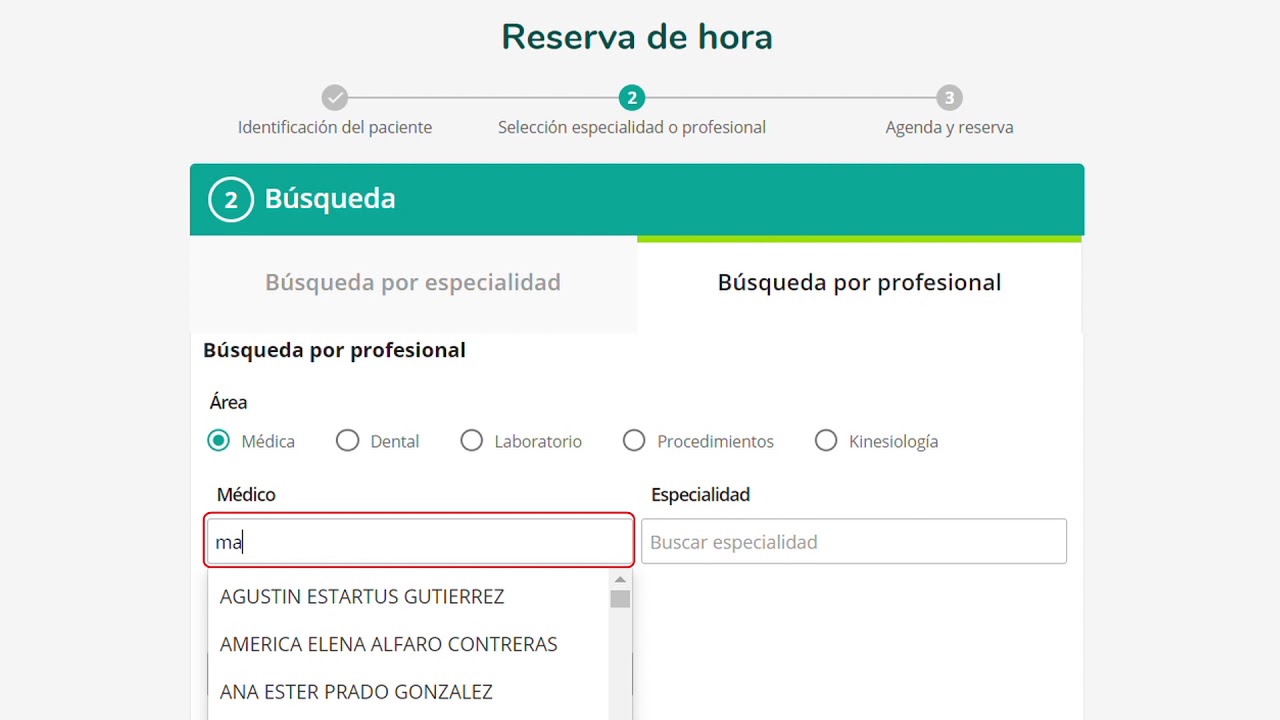 RESERVA DE HORA EN REDSALUD CON EL DOCTOR MARCO ALBAN