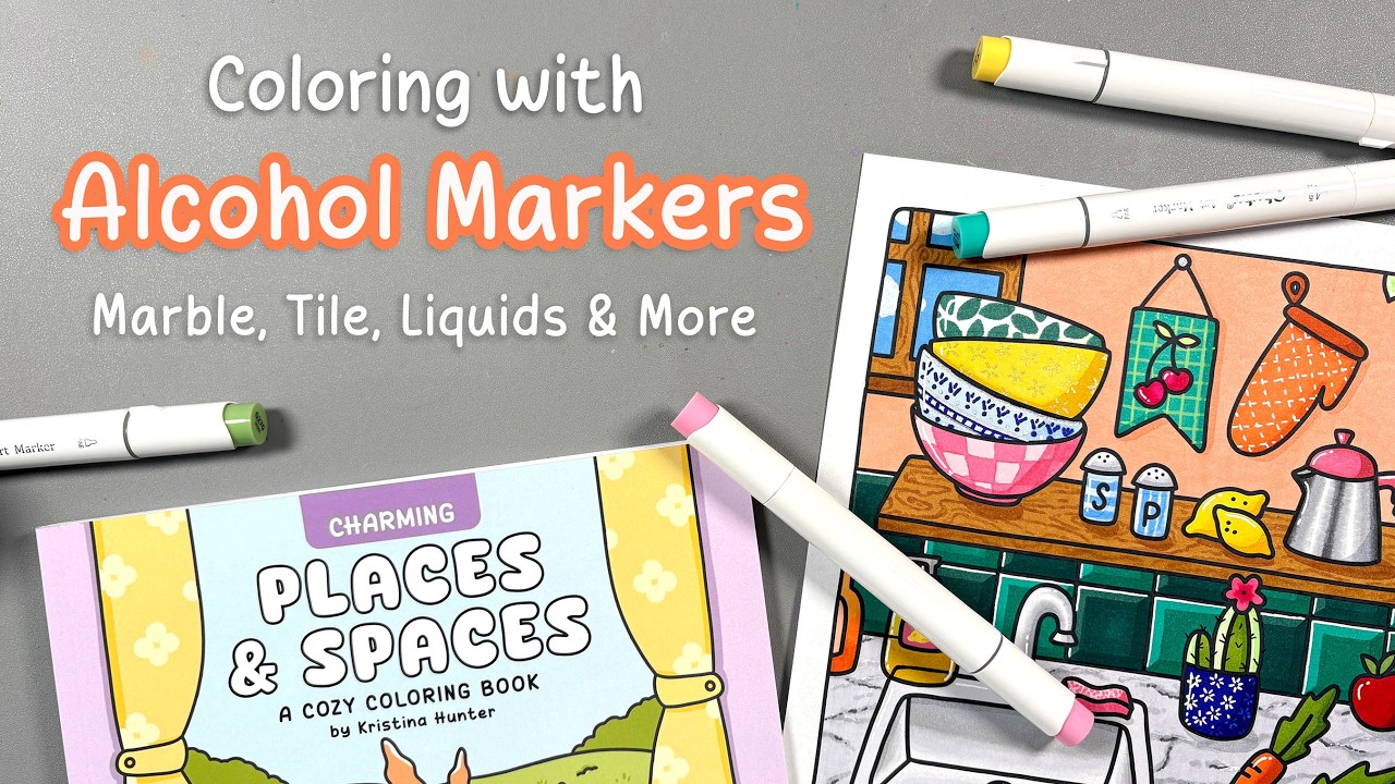 Coloring with Alcohol Markers: Tile, Marble and Other Beautiful Effects | Cozy Coloring Tutorial