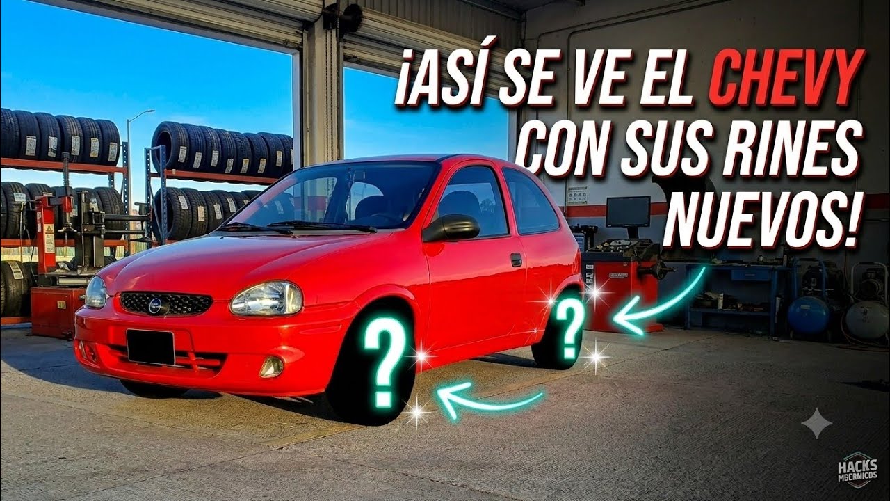 POR FIN YA LE PUSIMOS SUS LLANTAS Y RINES NUEVOS #chevy #corsa #opel #chevrolet 