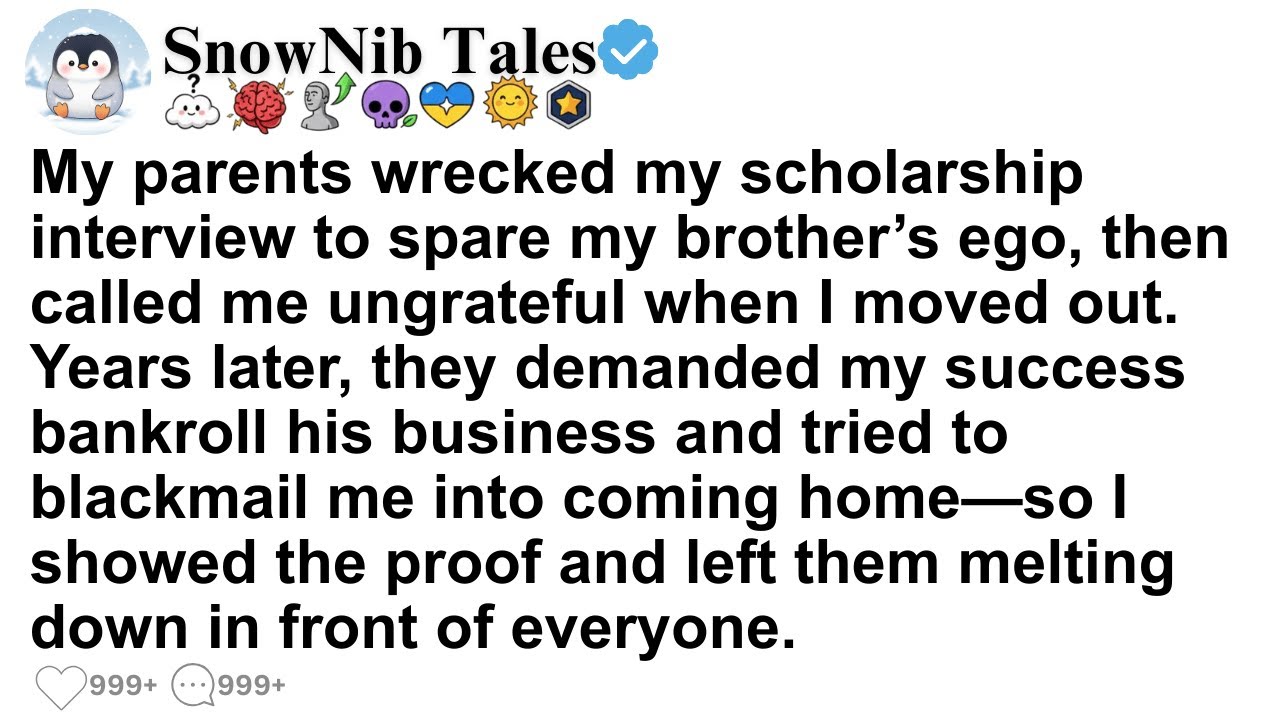 My parents wrecked my scholarship interview to spare my brother’s ego, then called me ungrateful....