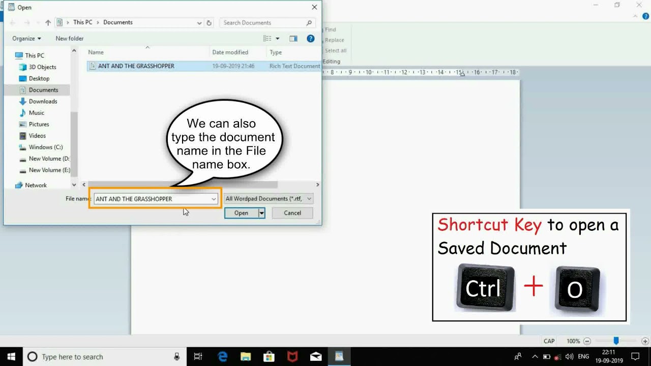 WordPad - How to Open a Saved Document in WordPad in Windows 10