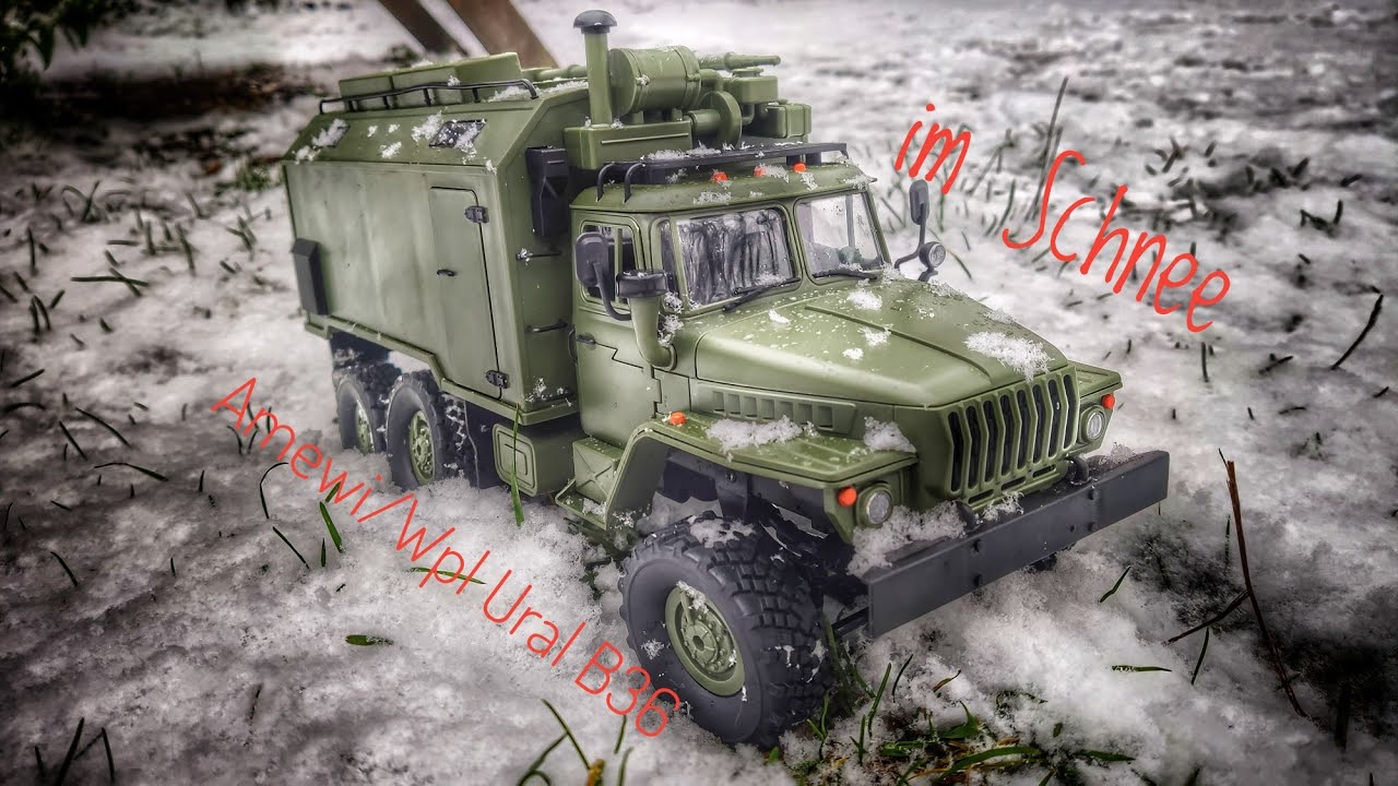 Amewi Ural B36/Wpl b36 Ural scale Truck 1/16 Fahrt im Schnee FullHd Snow Drive