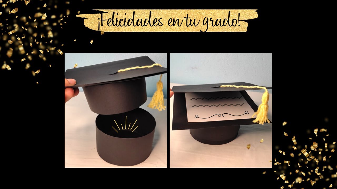 Tarjeta y caja en forma de birrete