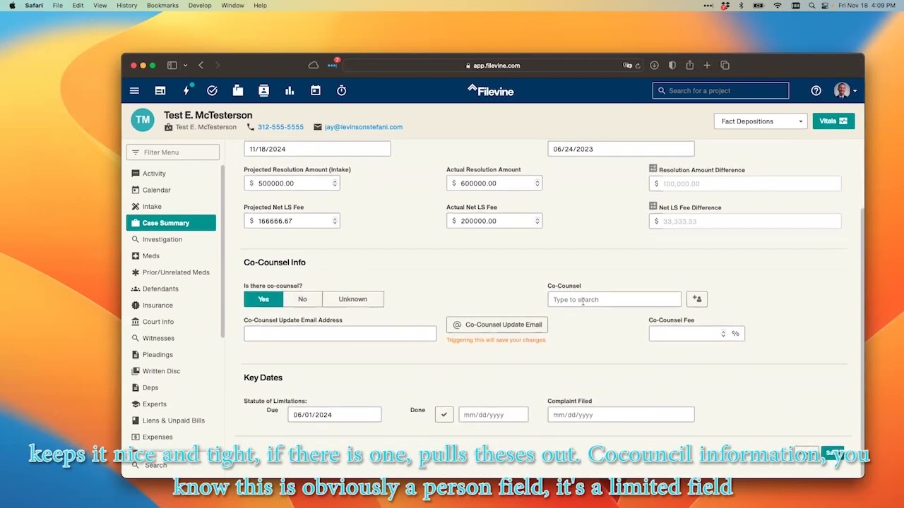 Filevine Tutorial, using Filevine for Case Summary