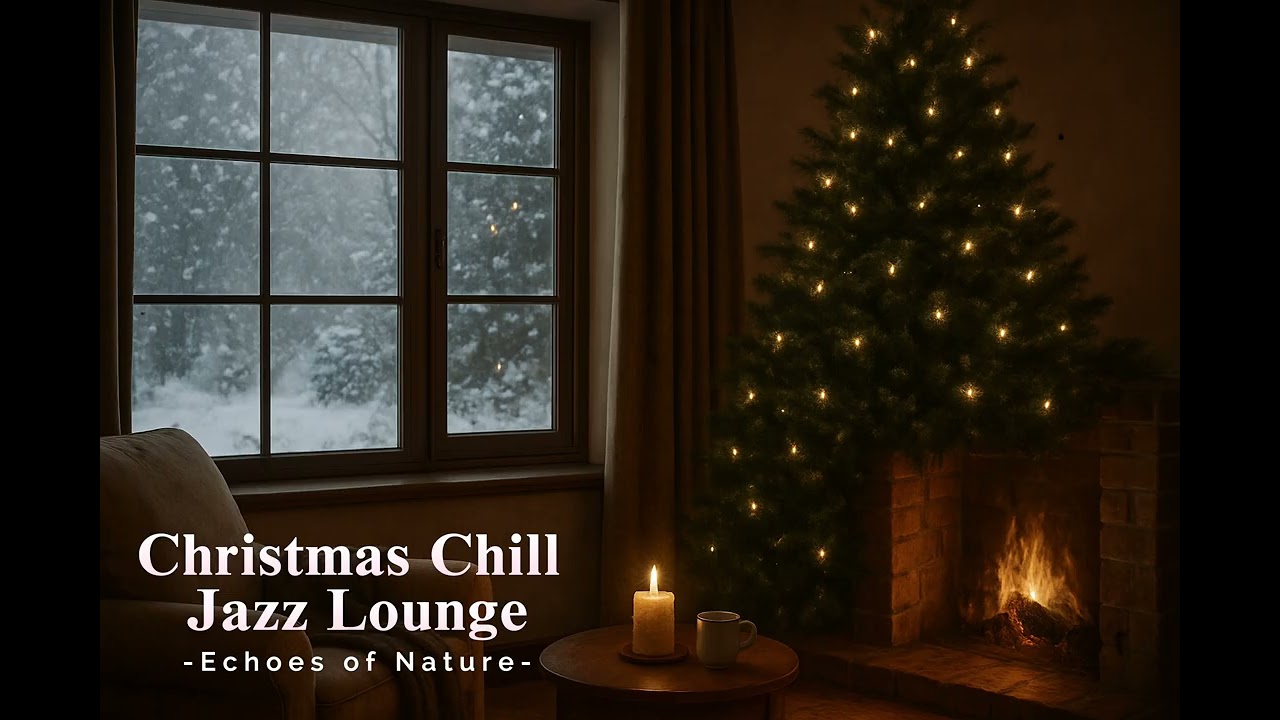 🎄☕🎷 Christmas Chill Jazz Lounge | Fireplace Glow, Coffee & Falling Snow | Cozy Winter Ambience