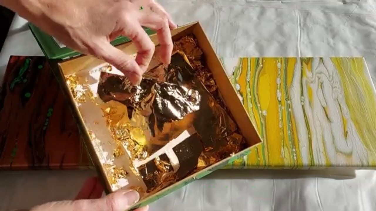 🍁🍂Comment Poser des Feuilles d'Or 🍁sur une Peinture Acrylique TUTO N°54🍂🍁