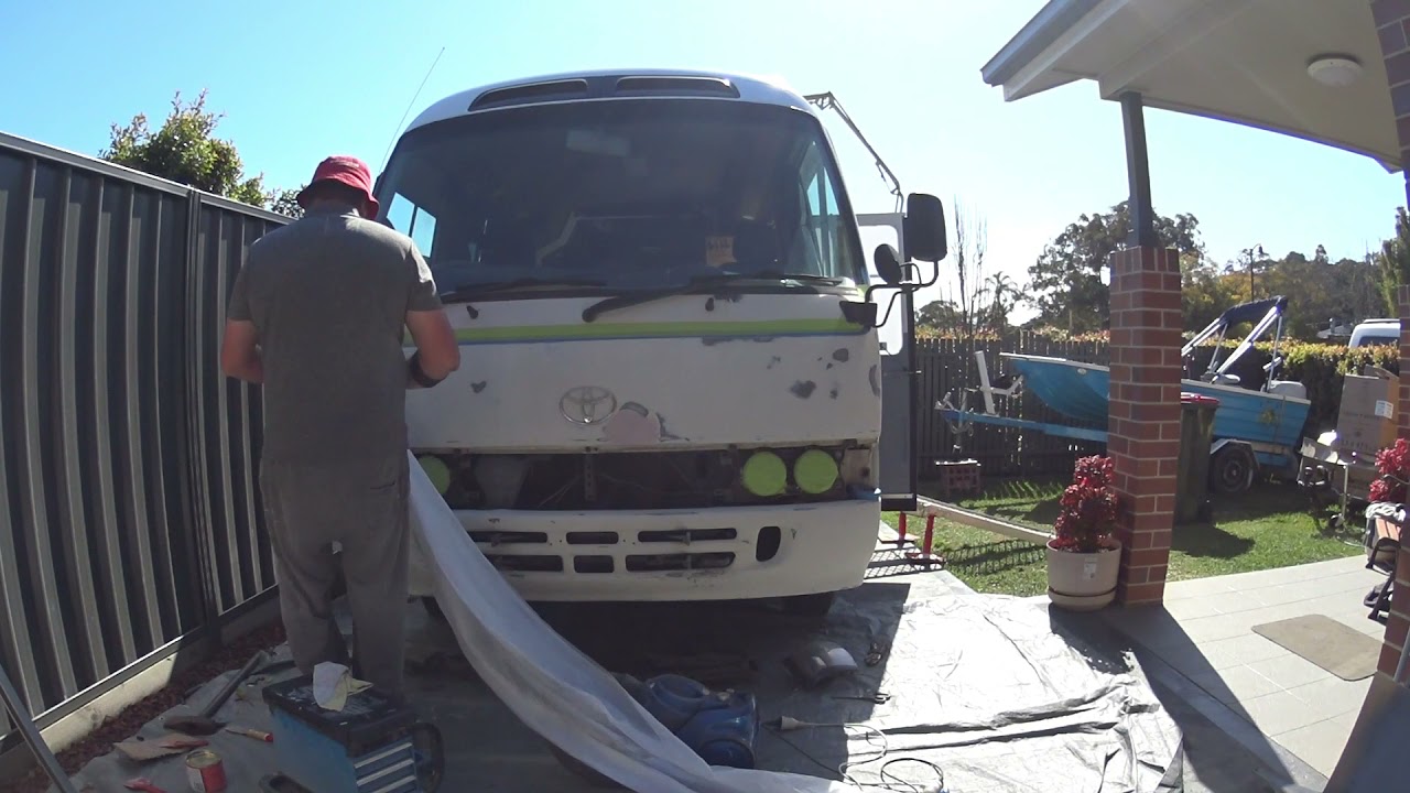Toyota coaster Painting front of bus