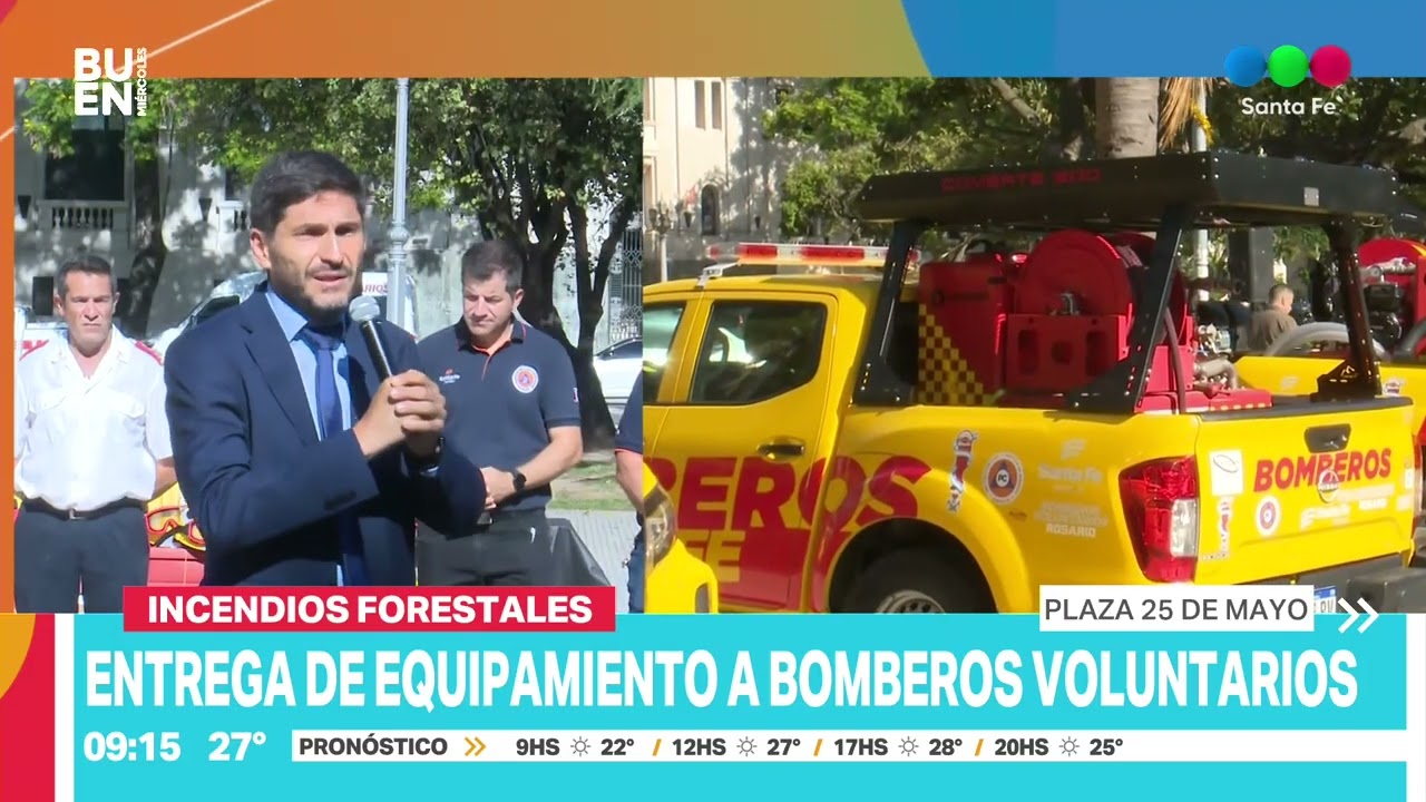 El gobernador Pullaro entregó equipamientos y vehículos a bomberos voluntarios