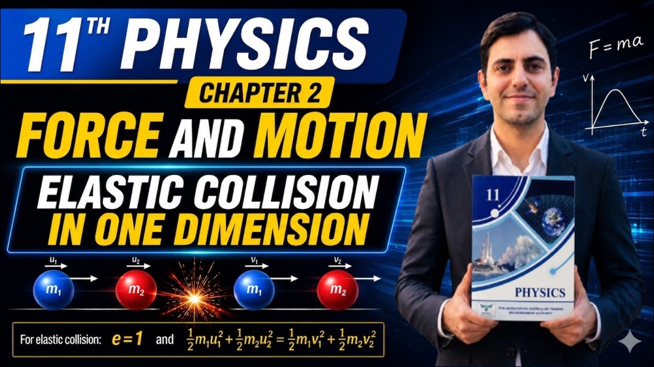 11Th Class Physics New Book 2025 PCTB | Elastic Collision in one dimension | Unit 2 Force & Motion