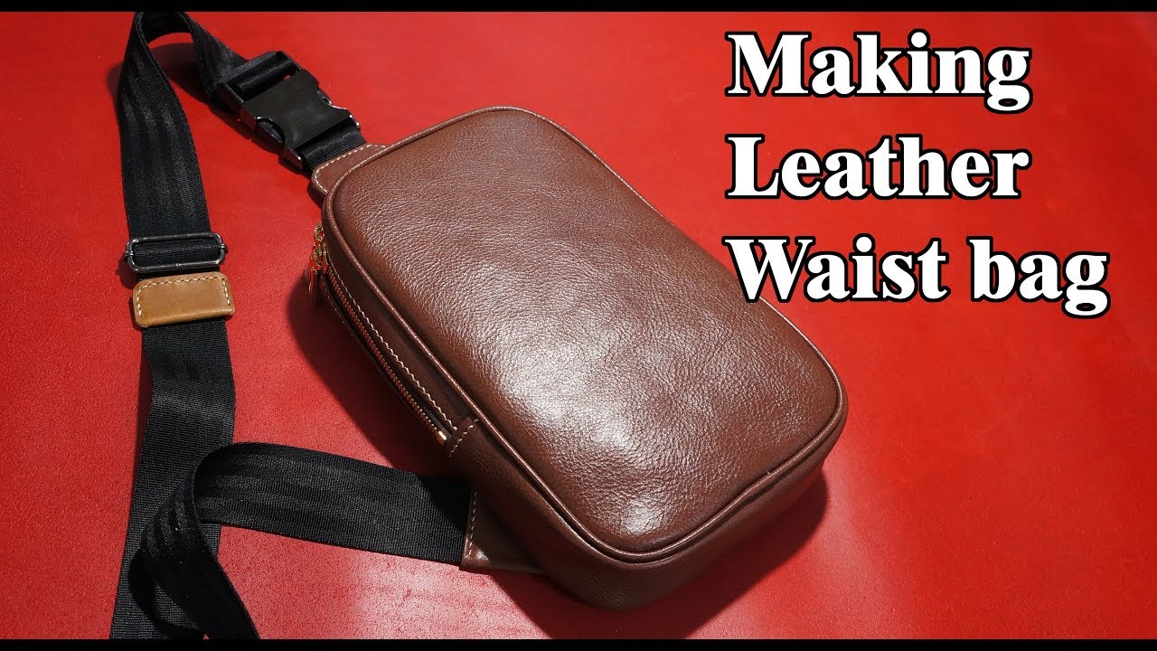 21 [Leather Craft] Making Leather Waist bag / [가죽공예] 가죽 웨이스트백 만들기 / Free Pattern