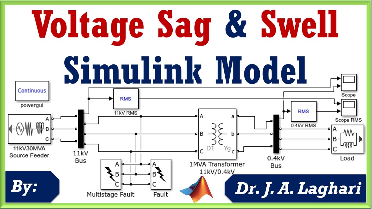 Как разработать модель провалов и скачков напряжения в MATLAB SIMULINK? | Д-р Дж. А. Лагари