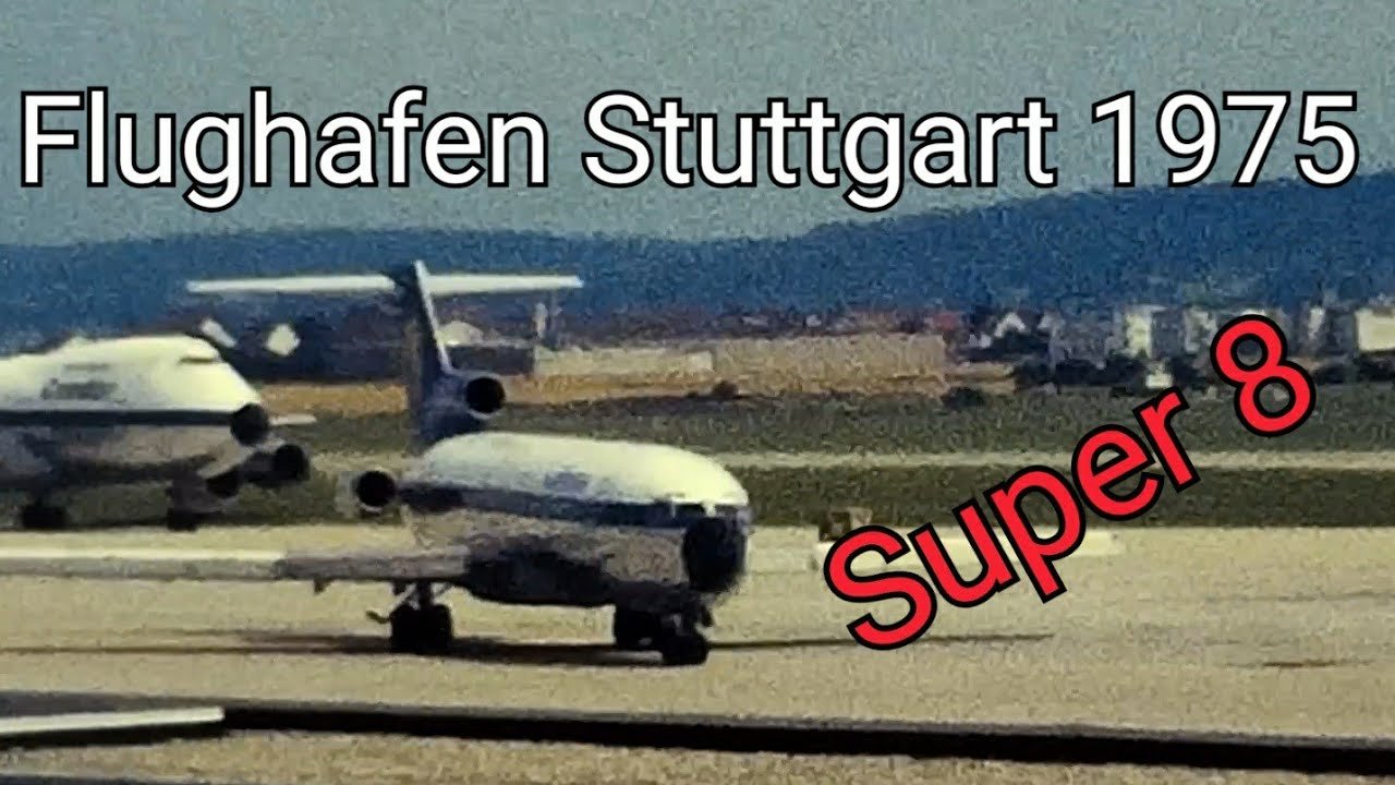 Flughafen Stuttgart 1975 Lufthansa Boeing 727 und Condor Boeing 747
